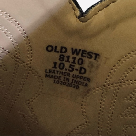 Old West Cowboy Boots Black Leather Western Pull On B8110 Child Boys Size 10.5D - Picture 4 of 11